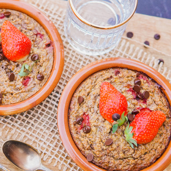 Baked oats recept met aardbeien